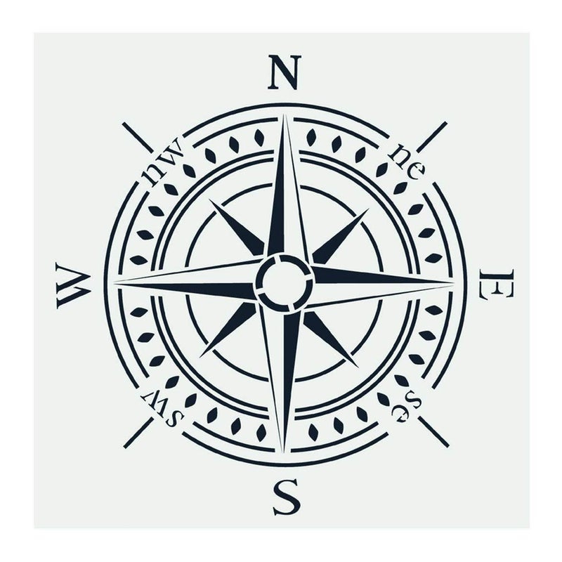 OBUY Compass Stencil for Painting on Wood, Walls, Fabric, Airbrush, More | Reusable 11.8 x 11.8 inch Mylar Template - Image 1